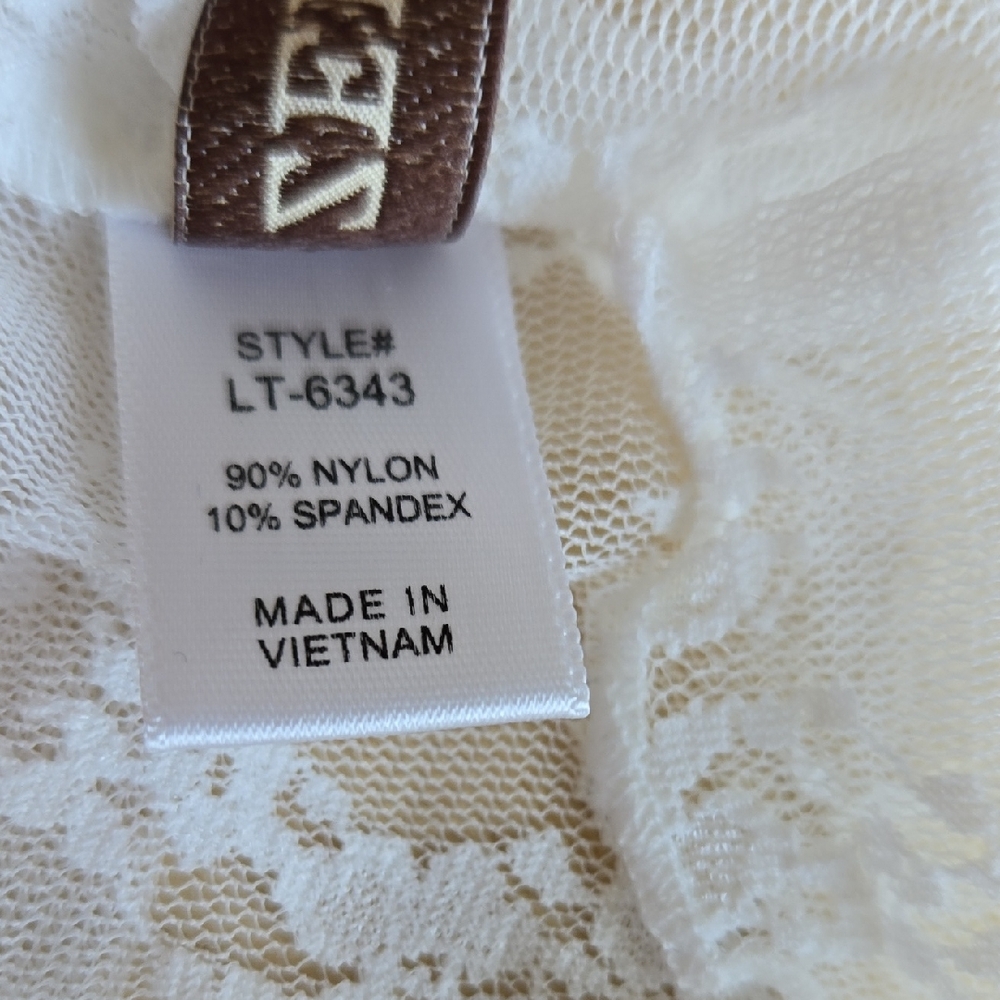 Z113 NWT Zenana Outfitters White Sheer Lace Long Sleeve Top Sz Sm Md Lg Stretch - Picture 8 of 8